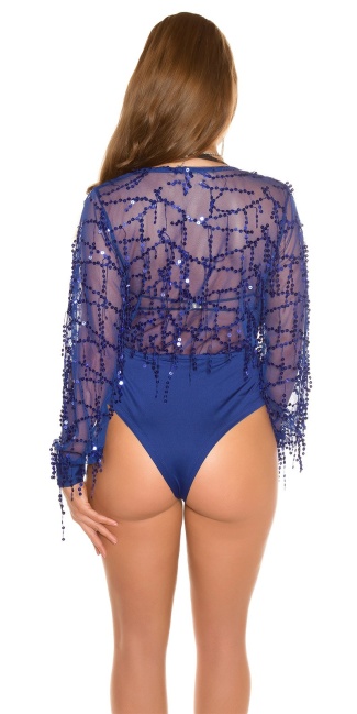 party bodysuit with sequin threads Royalblue